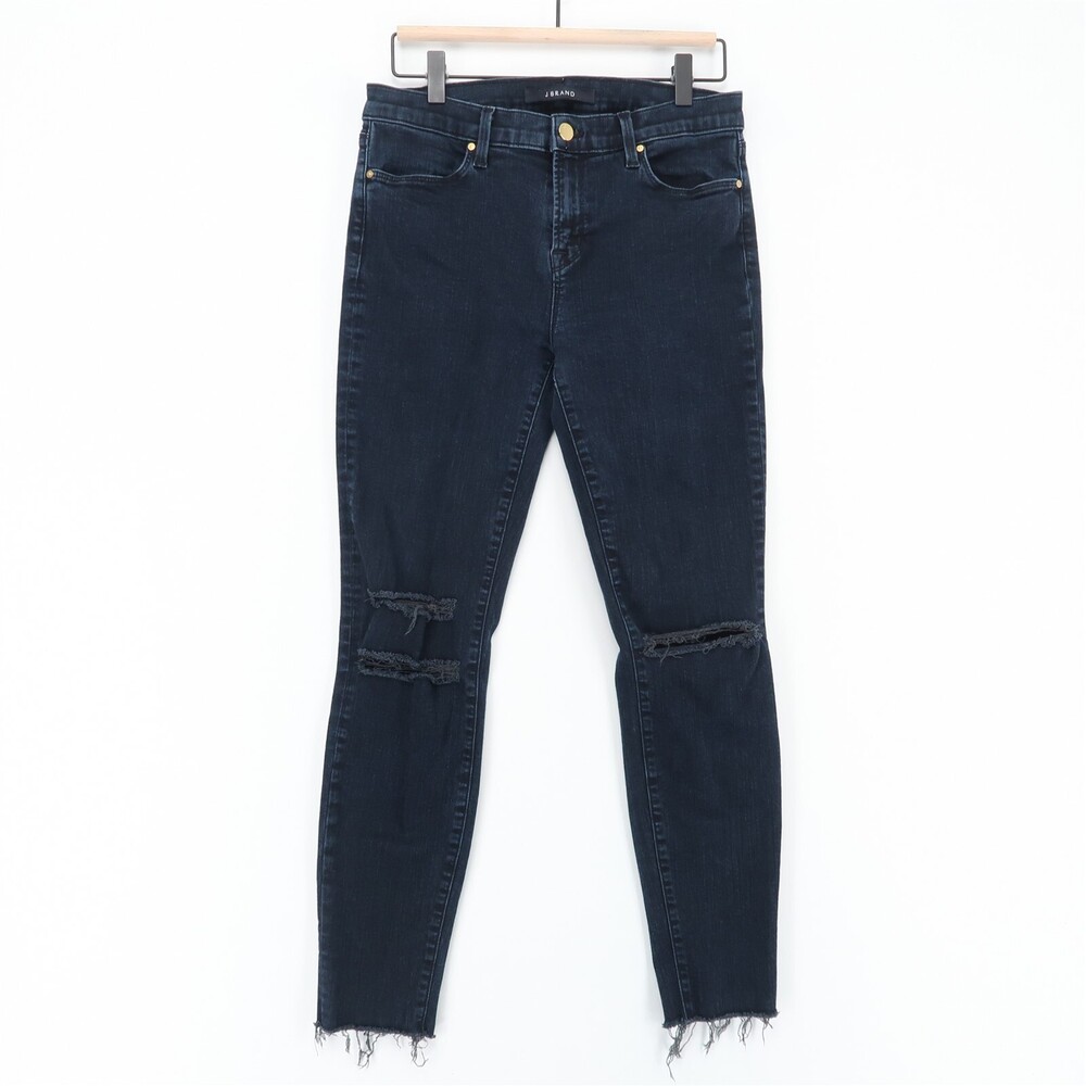 J Brand Cropped Skinny Jeans Womens 30 Blue Mercy Ripped Knee Raw Hem